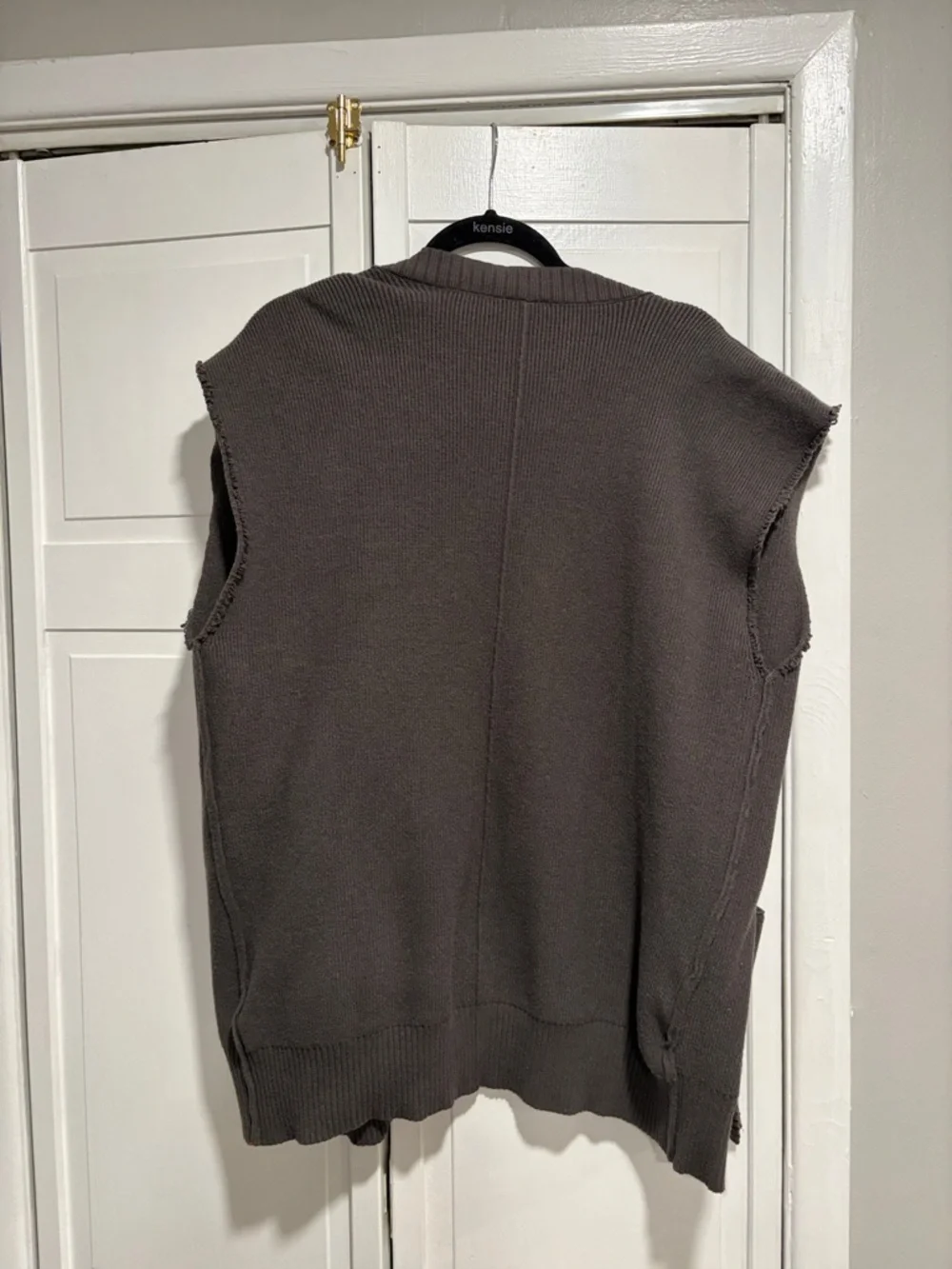 Free People Sleeveless Knit Cardigan in Charcoal Brown